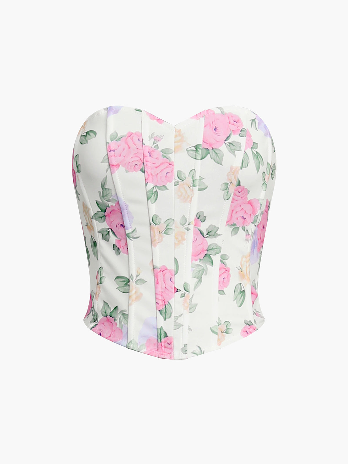 Floral Sweetheart Corset Top — Pink — Svelte Chic