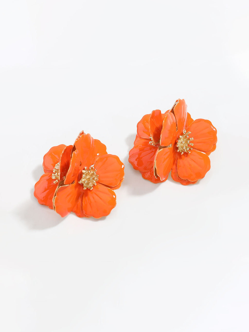 Golden Stamen Flower Earrings in Orange — Svelte Chic