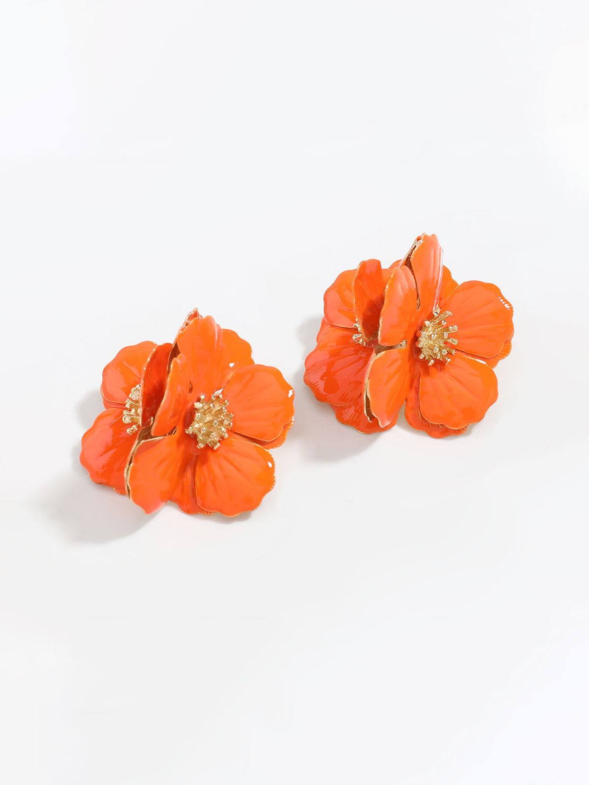 Golden Stamen Flower Earrings in Orange — Svelte Chic