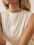 Double Layer Pearl Necklace — White, 120 cm in White — Svelte Chic