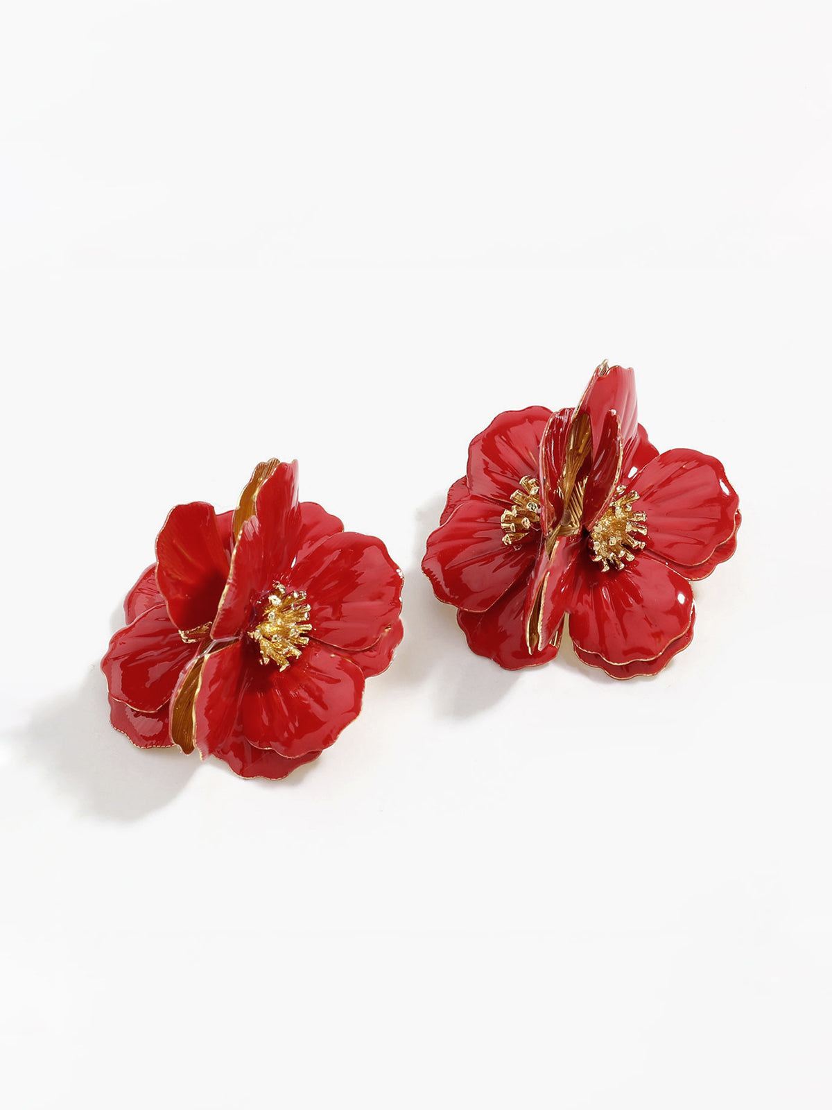 Golden Stamen Flower Earrings in Red — Svelte Chic