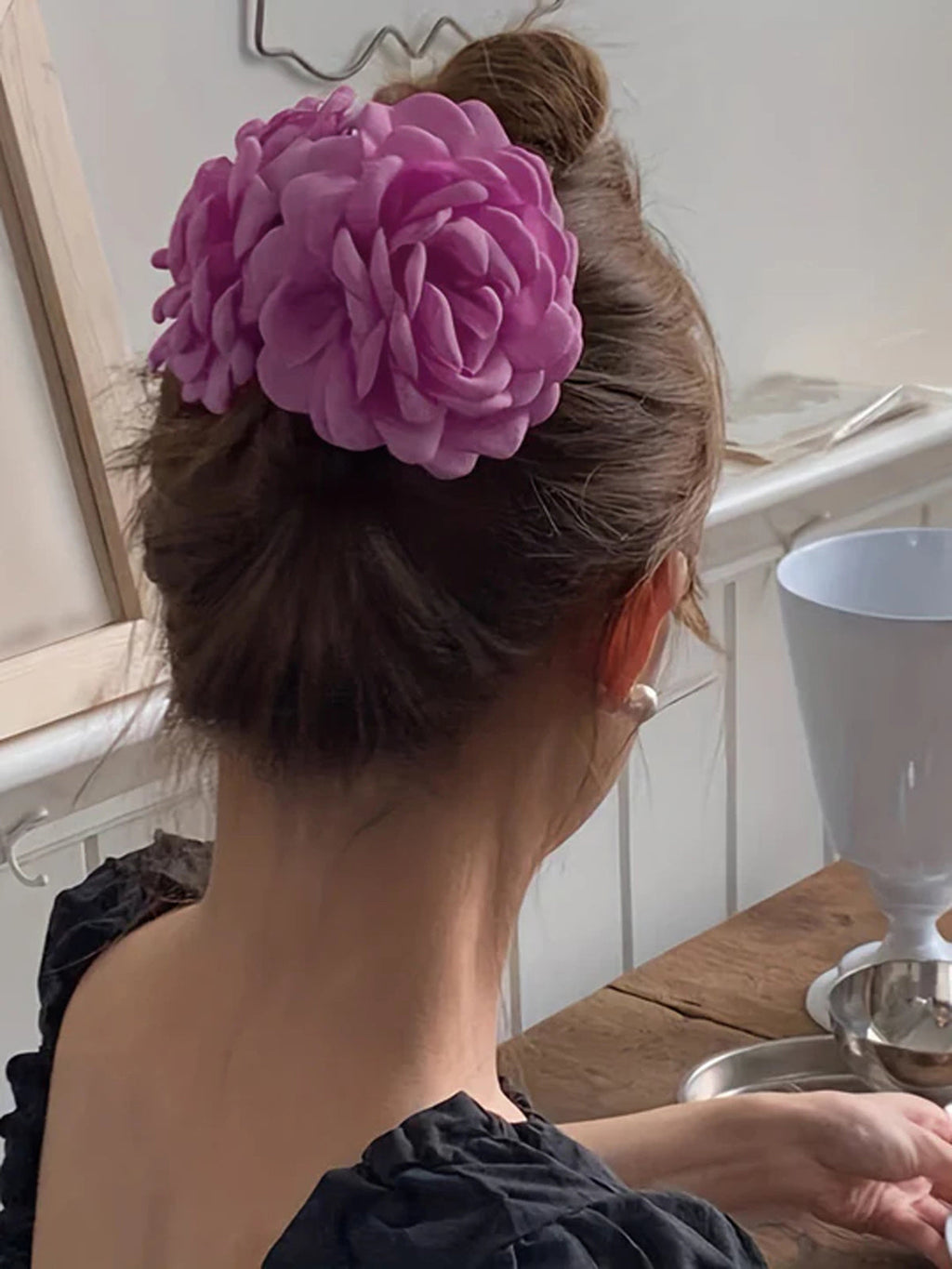 Large Rose Flower Hair Claw in Pink — Svelte Chic