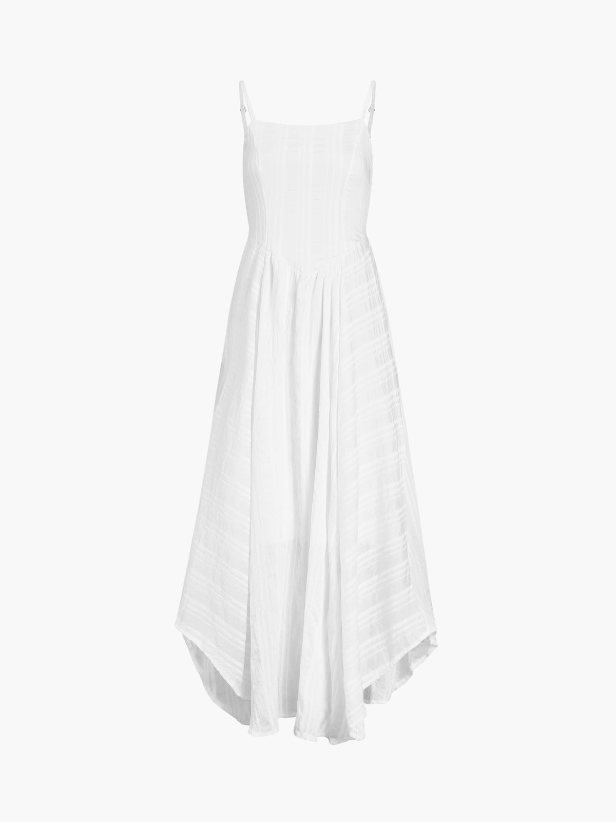 Romantic Cotton Cami Maxi Dress — White Asymmetric — Svelte Chic