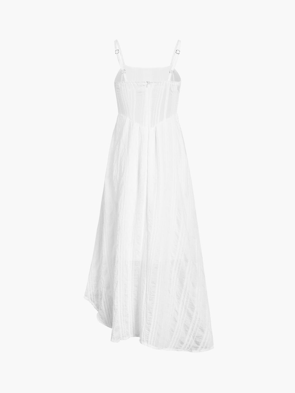 Romantic Cotton Cami Maxi Dress — White Asymmetric — Svelte Chic