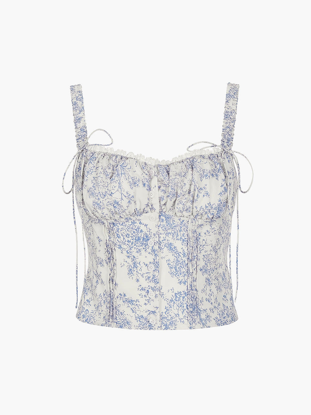 Floral Print Cami Top — Light Blue — Svelte Chic