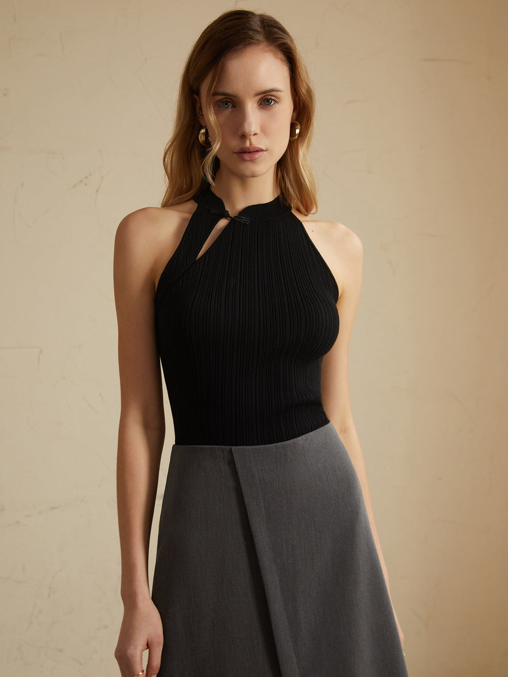 Vintage Button Knit Vest — Black — Svelte Chic