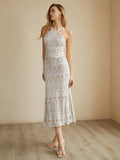 Lace Halter Maxi Dress — White in White — Svelte Chic