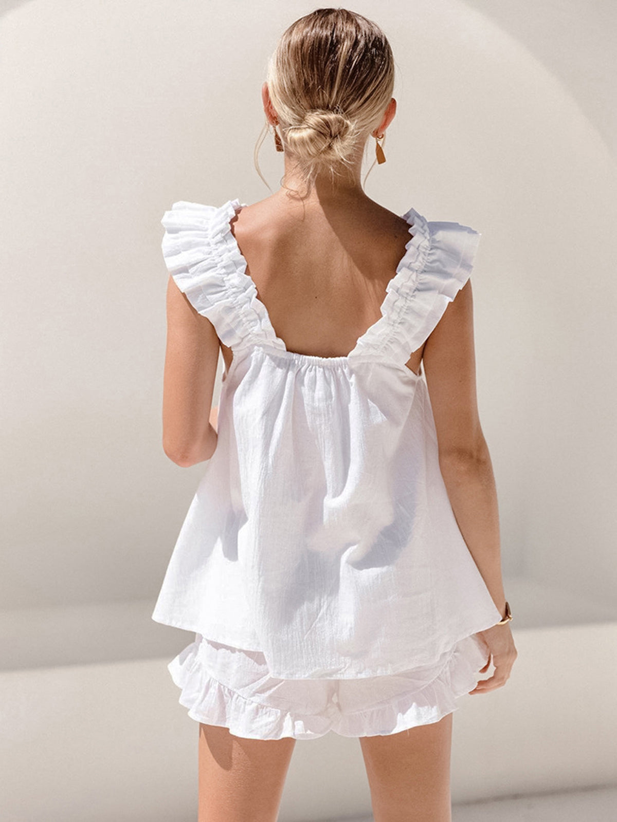 Pure Cotton Ruffle Shorts Set — Svelte Chic