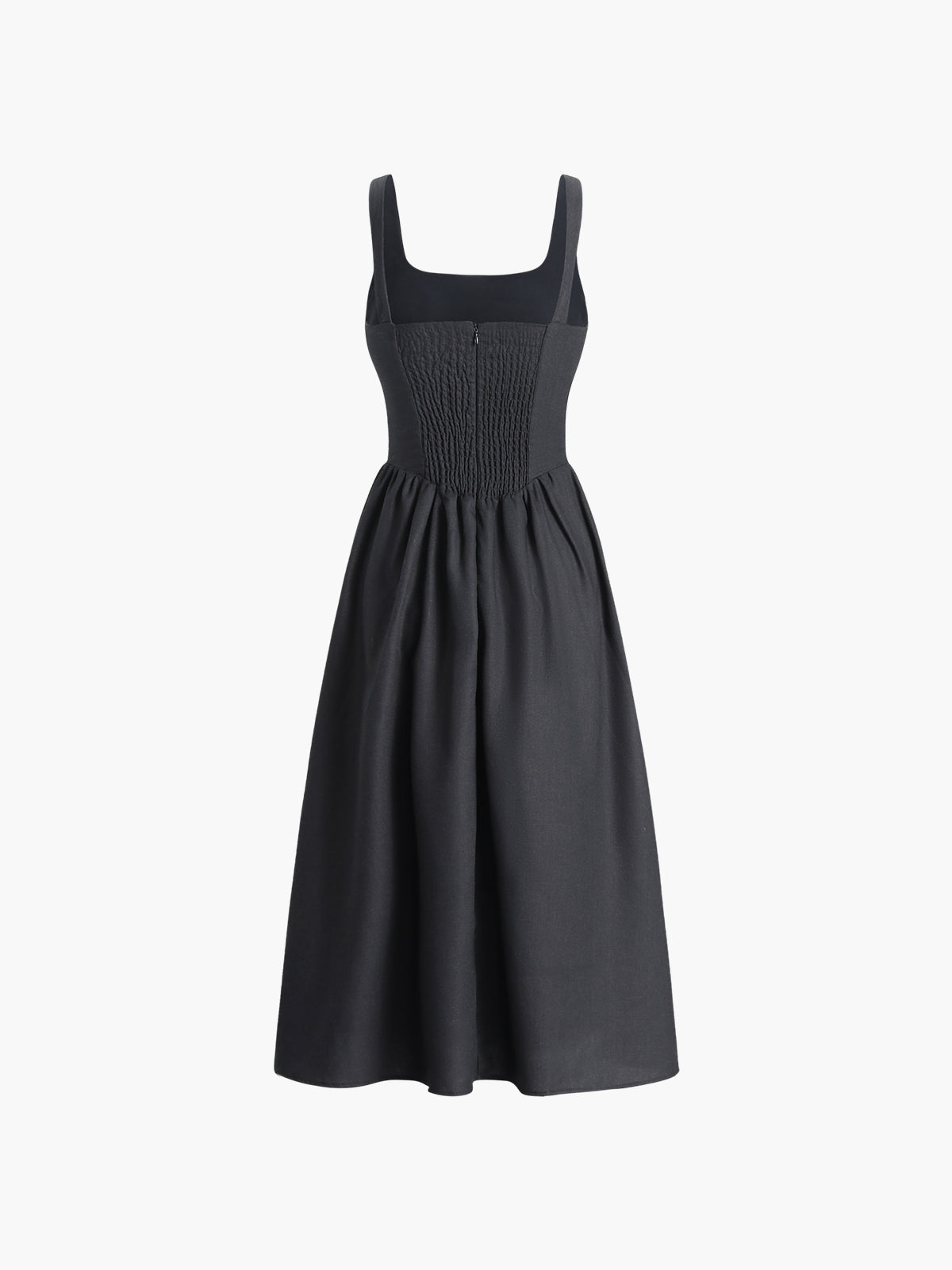 Cotton Linen Knotted Cami Midi Dress — Black — Svelte Chic