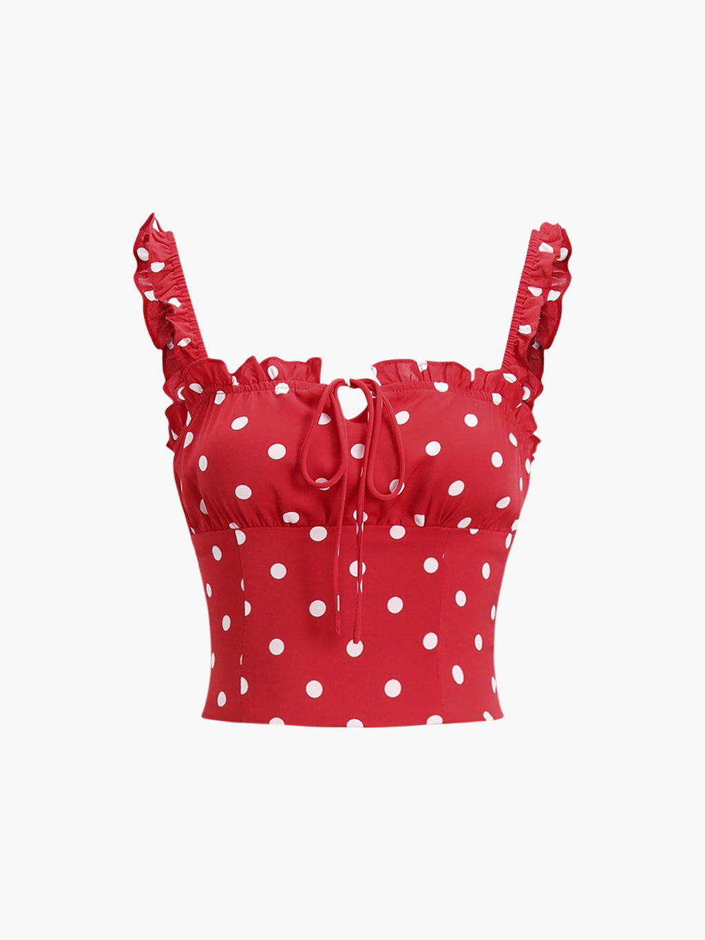 Polka Dot Sleeveless Top — Red Lettuce Edge in Red — Svelte Chic