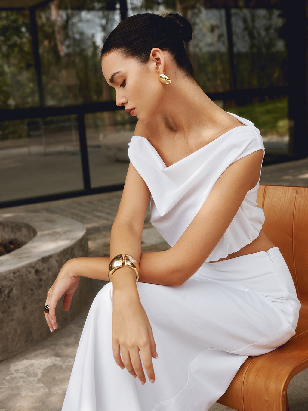 Minimalist Open Wide Bangle — Gold — Svelte Chic