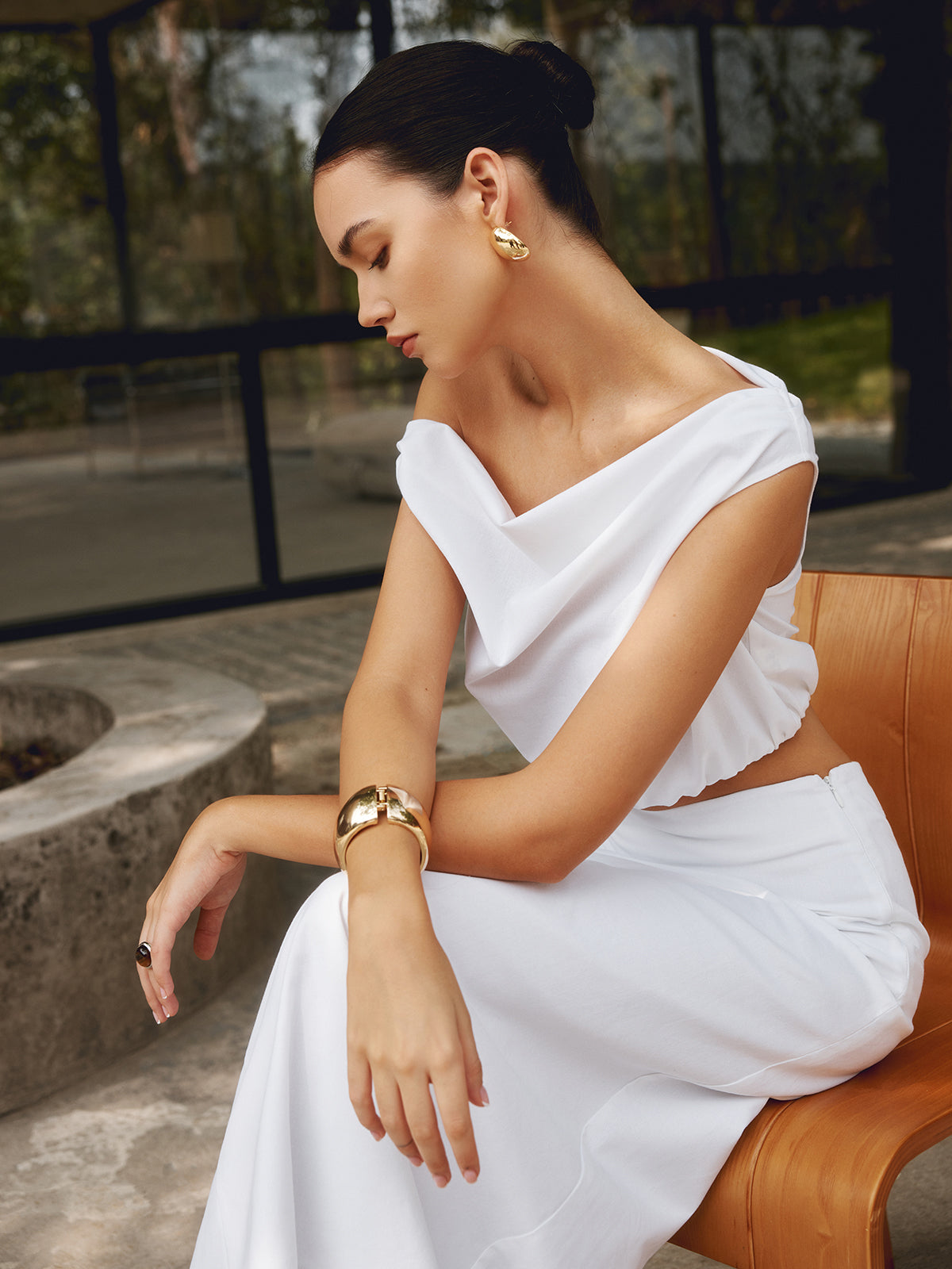 Minimalist Open Wide Bangle — Gold — Svelte Chic