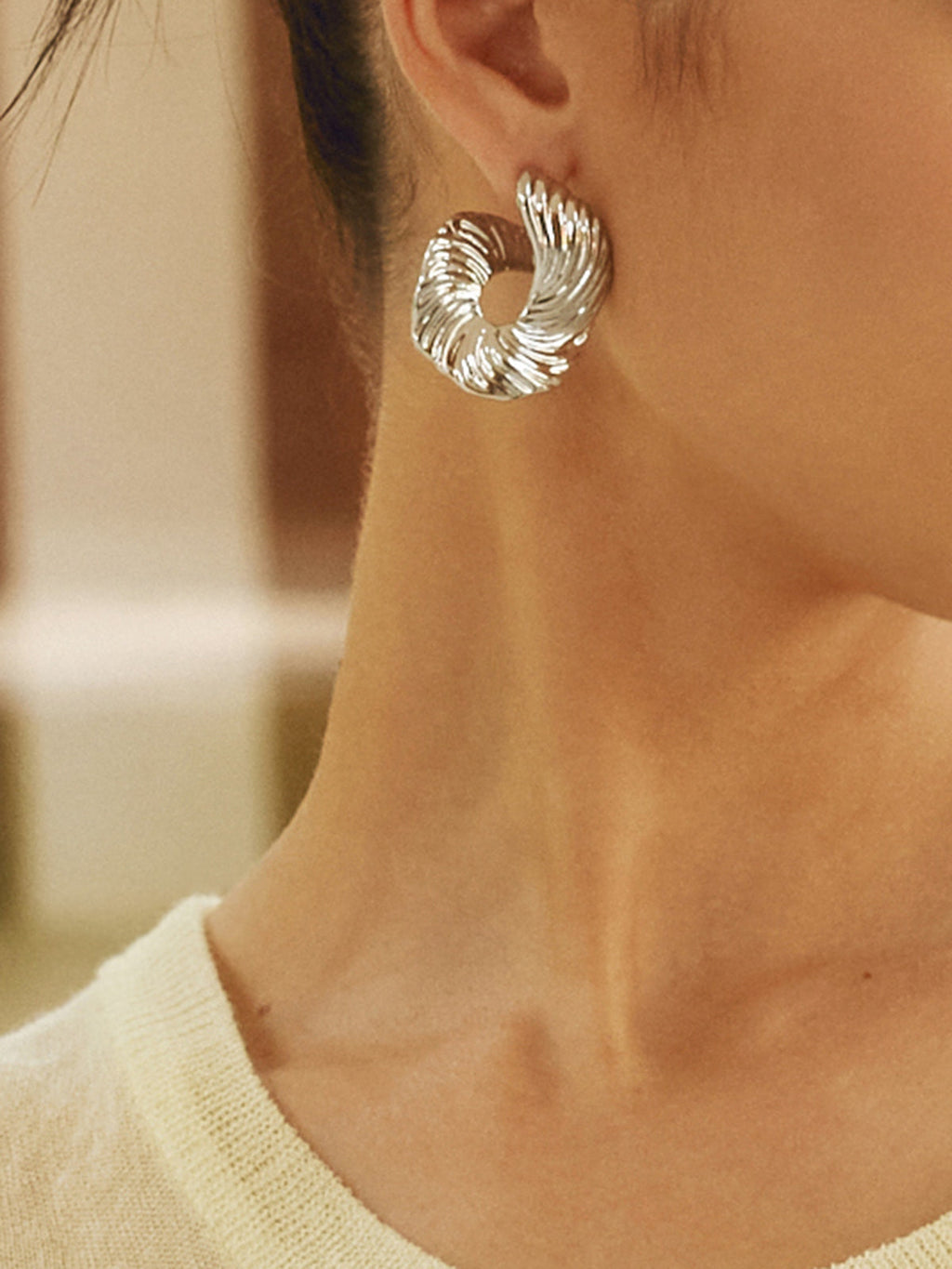 Geometric Textured Stud Earrings — Svelte Chic