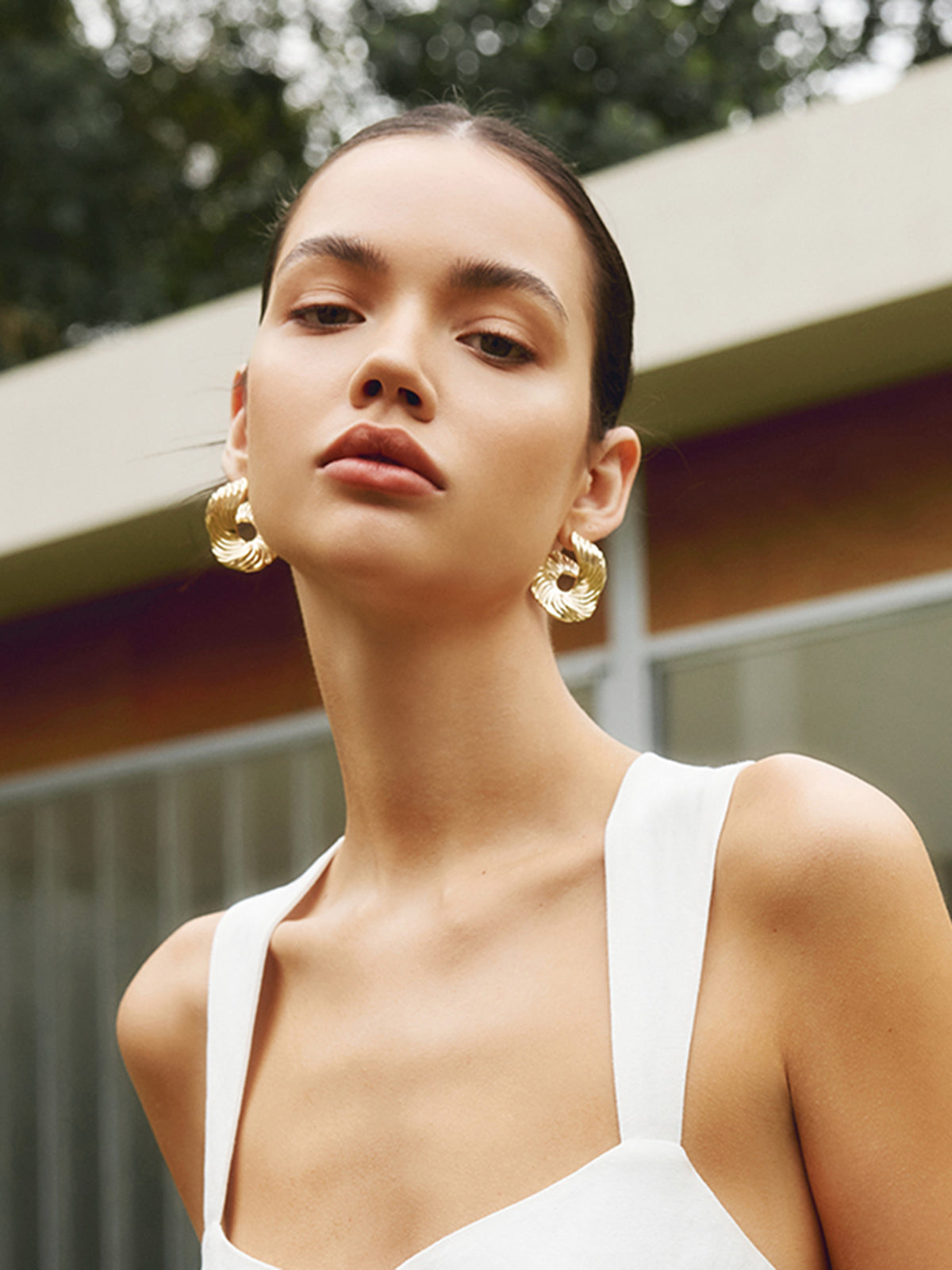 Geometric Textured Stud Earrings — Svelte Chic