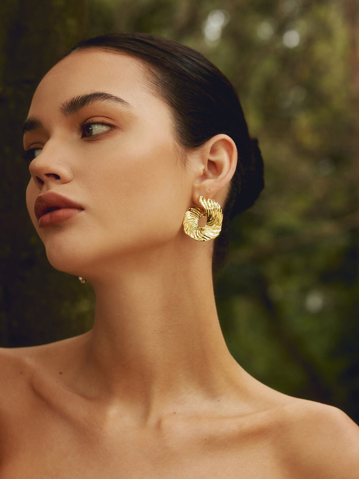 Geometric Textured Stud Earrings in Gold — Svelte Chic