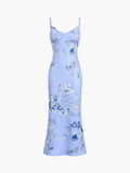 Floral Cami Maxi Dress — Light Blue in Light Blue — Svelte Chic