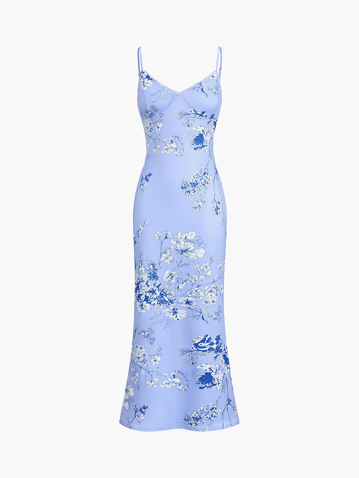 Floral Cami Maxi Dress — Light Blue in Light Blue — Svelte Chic