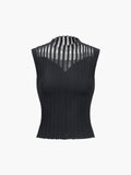 Pleated Knit Vest — Black in Black — Svelte Chic