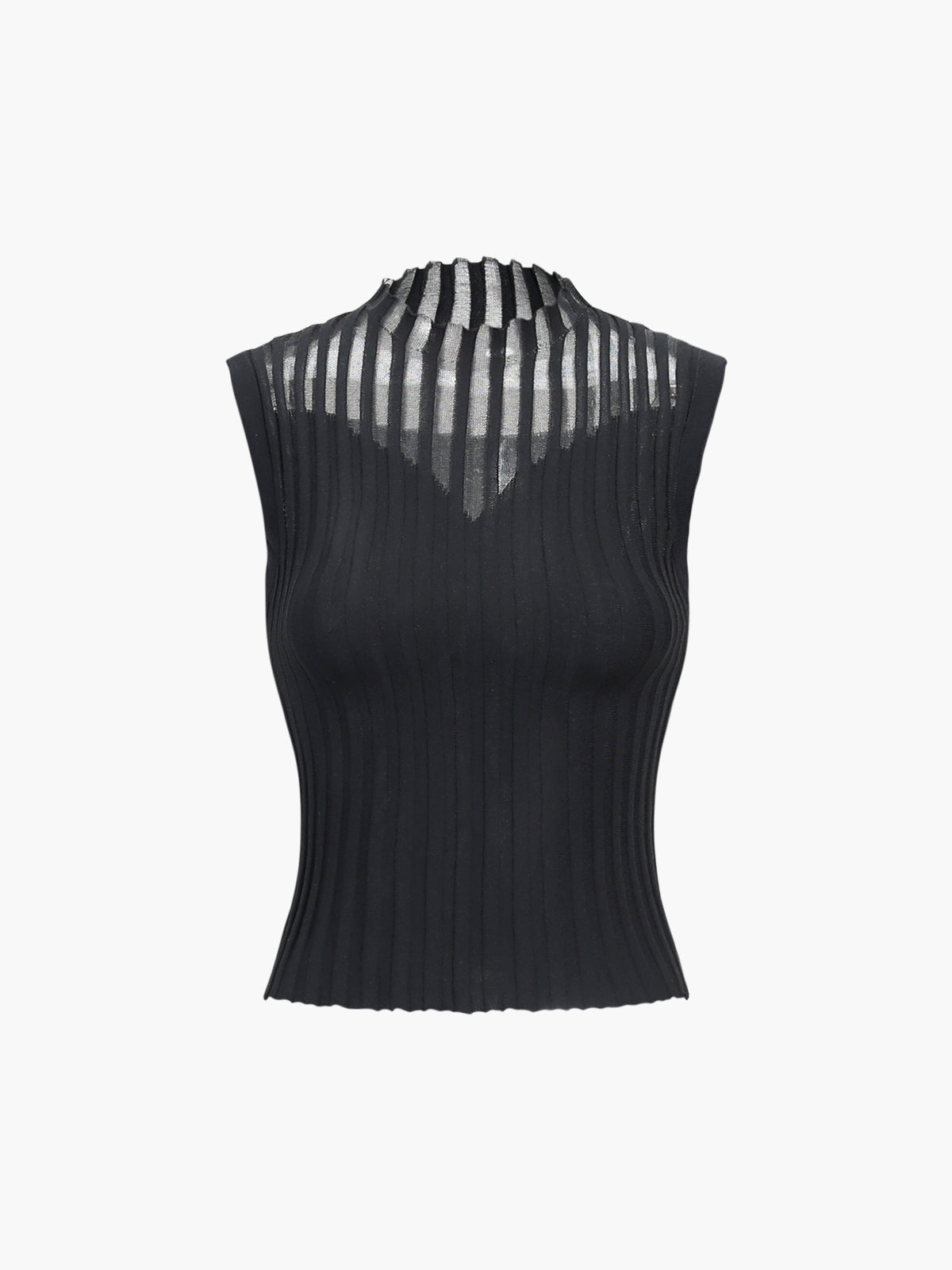 Pleated Knit Vest — Black in Black — Svelte Chic