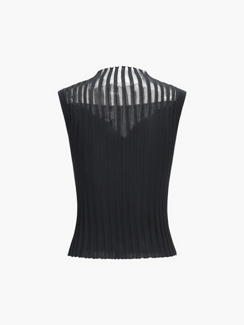 Pleated Knit Vest — Black — Svelte Chic
