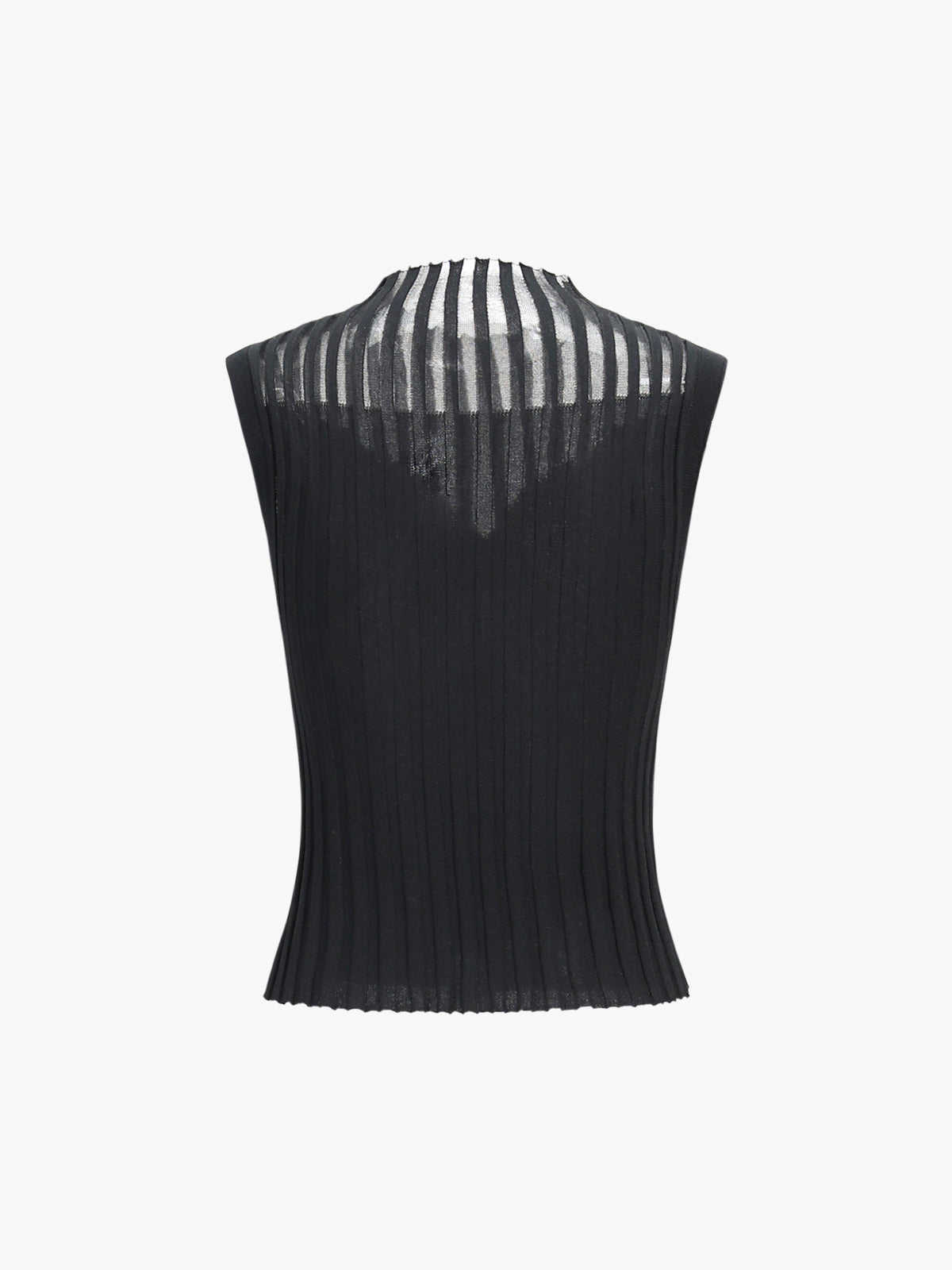 Pleated Knit Vest — Black — Svelte Chic