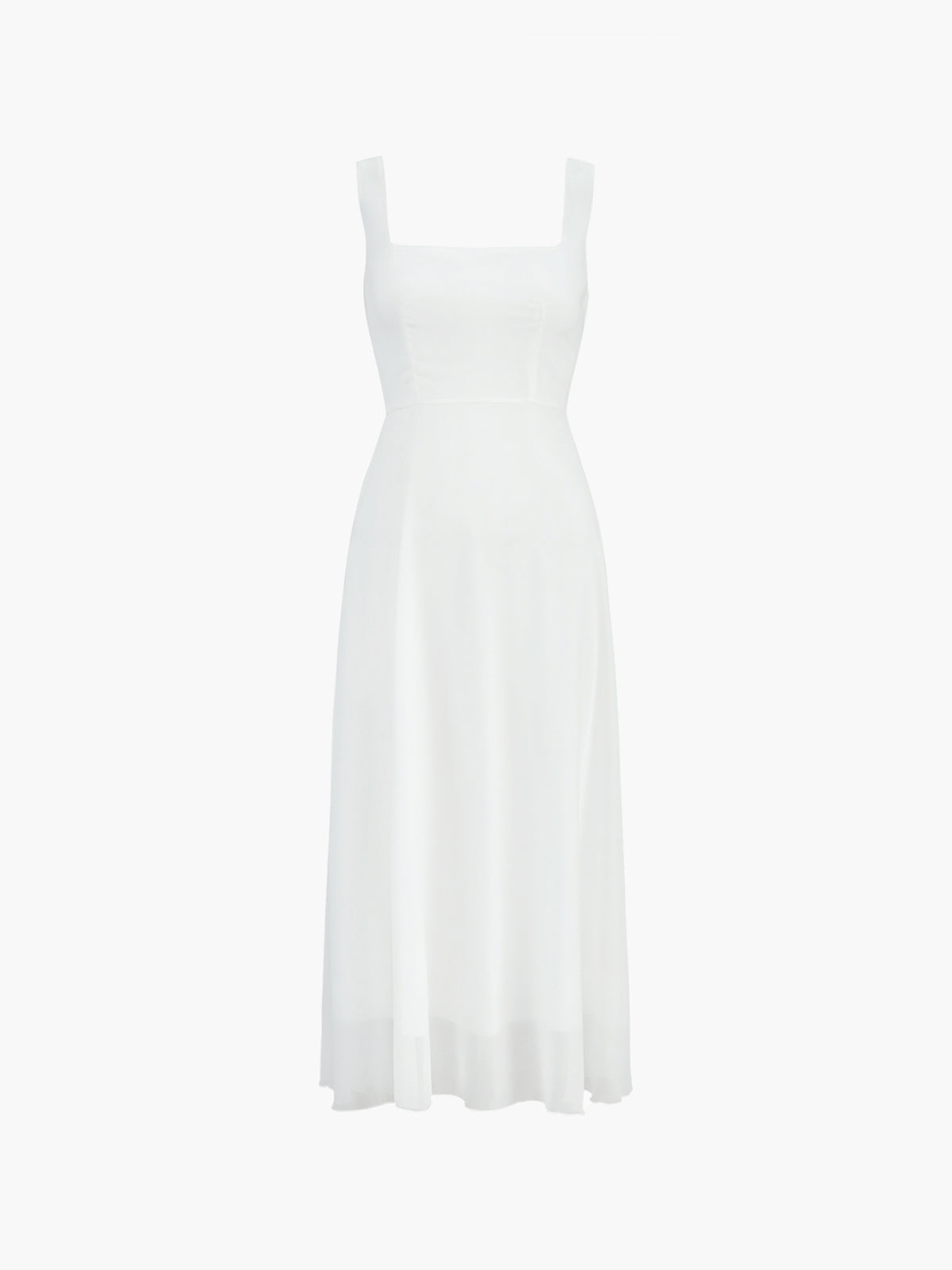 Elegant Cami Maxi Dress — White Square Neck — Svelte Chic