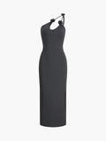 One-Shoulder Cutout Maxi Dress in Koyu Gri — Svelte Chic