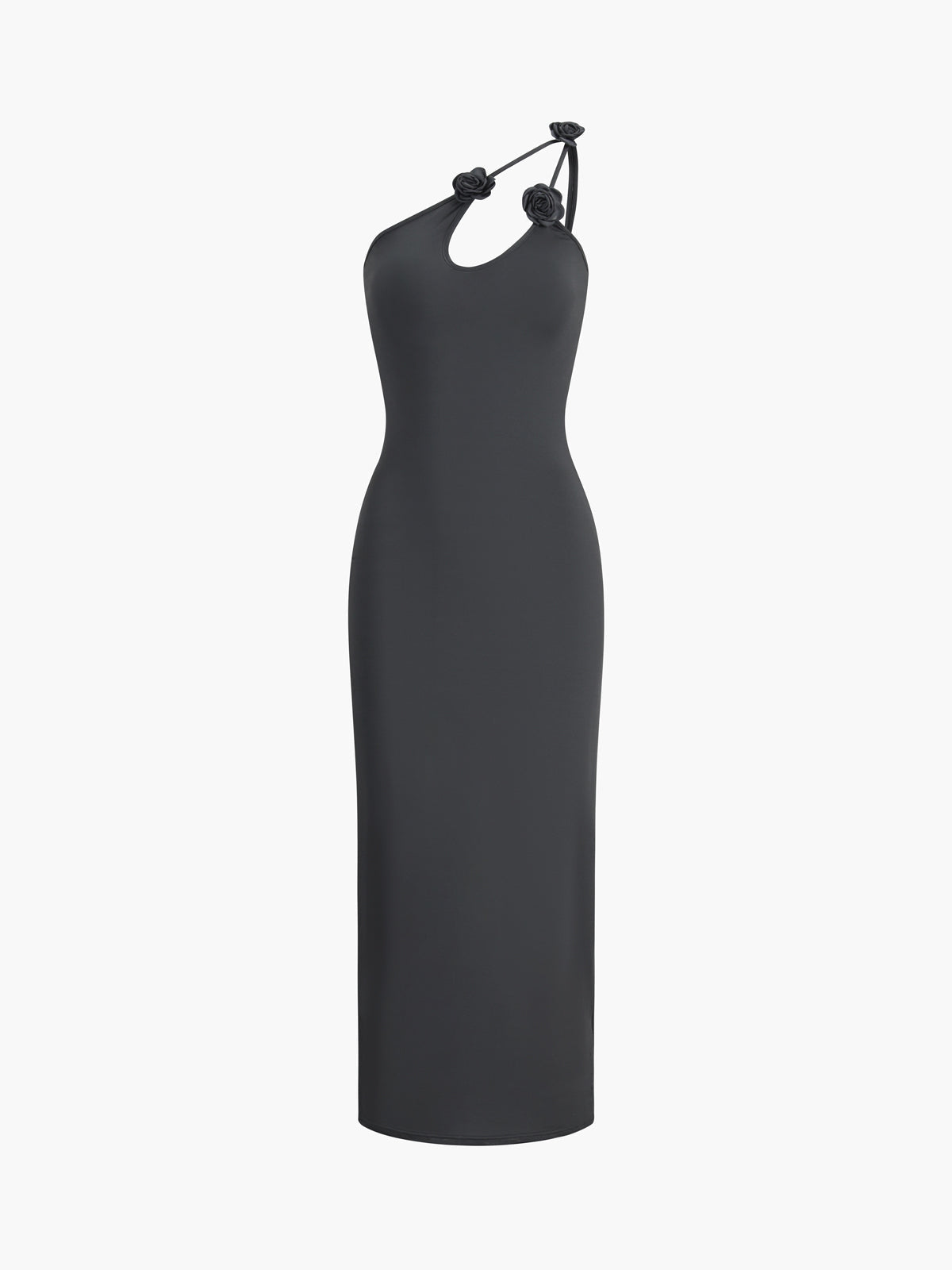 One-Shoulder Cutout Maxi Dress in Koyu Gri — Svelte Chic