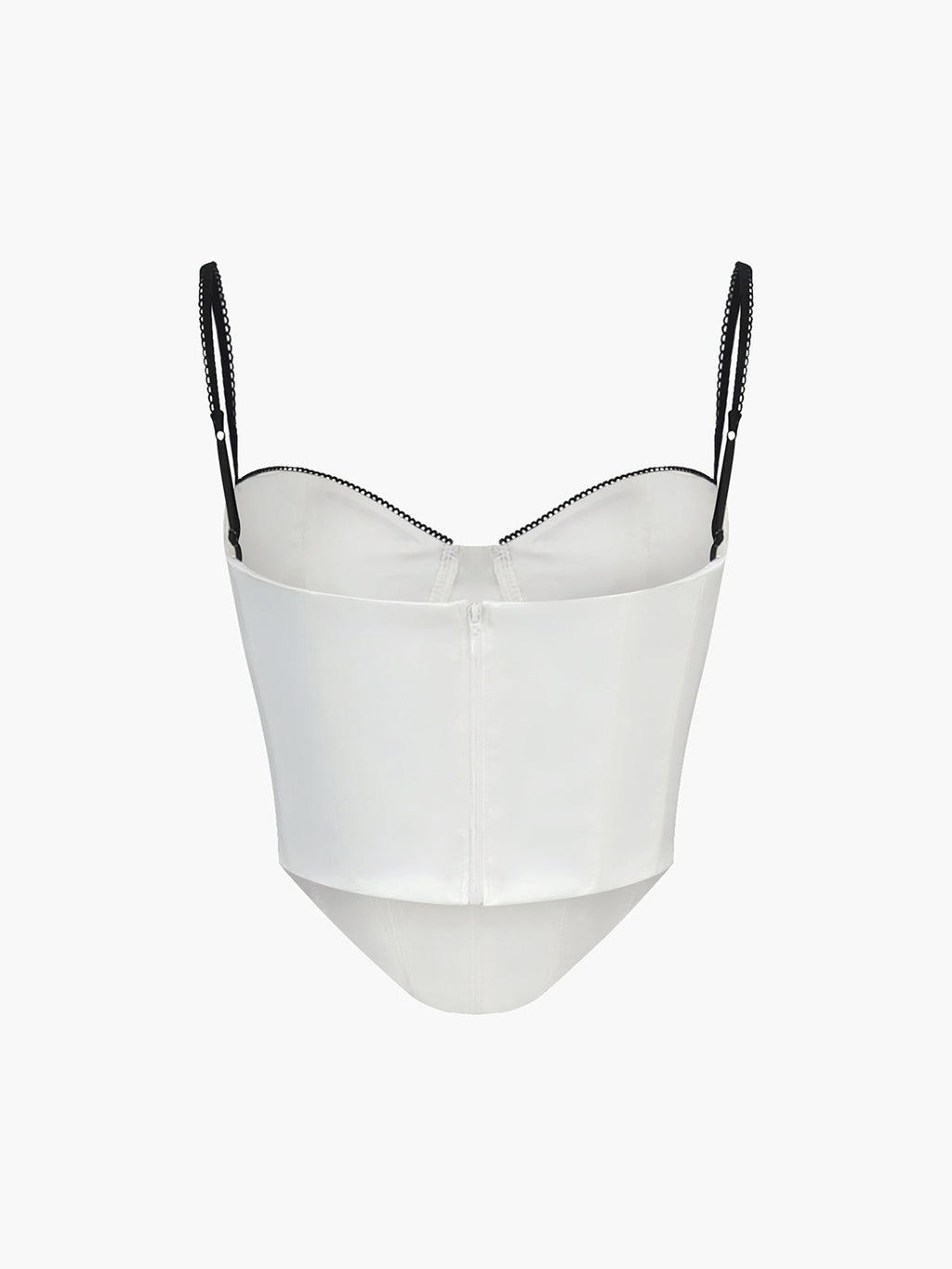 Contrast Trim Corset Cami Top — White Satin — Svelte Chic