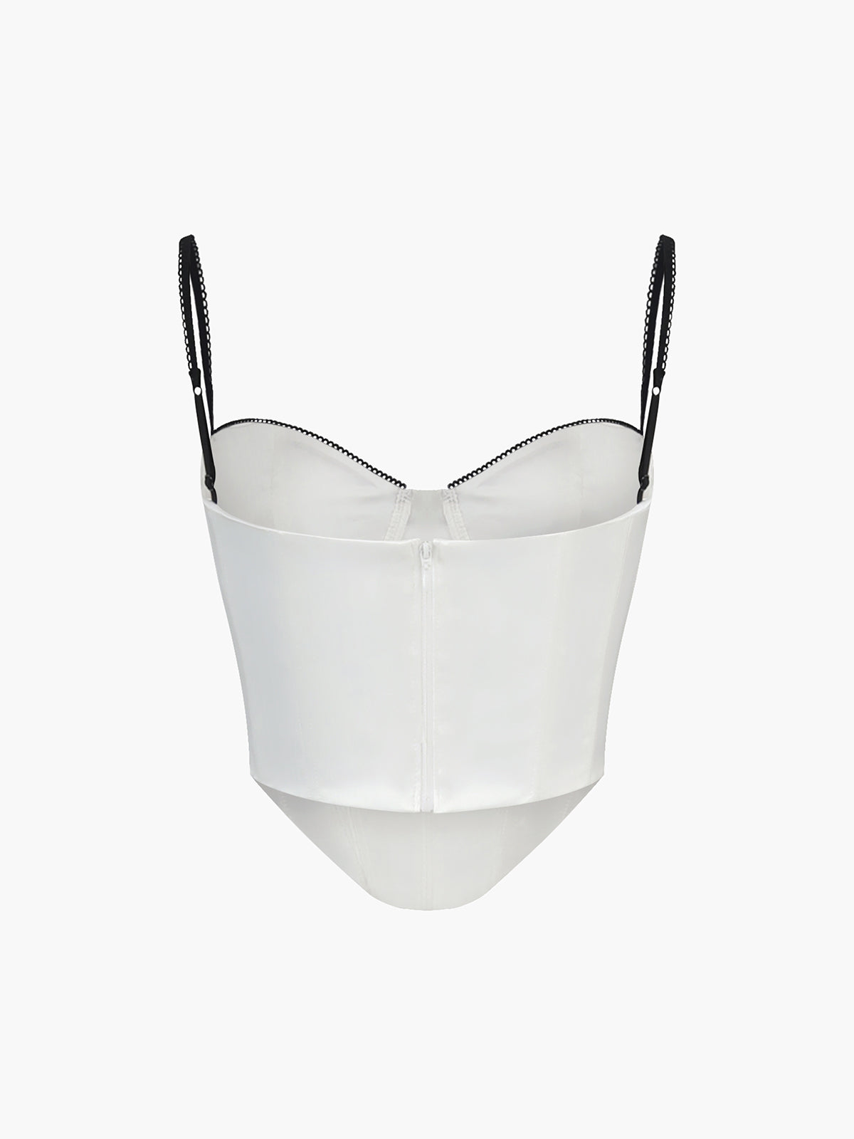 Contrast Trim Corset Cami Top — White Satin — Svelte Chic