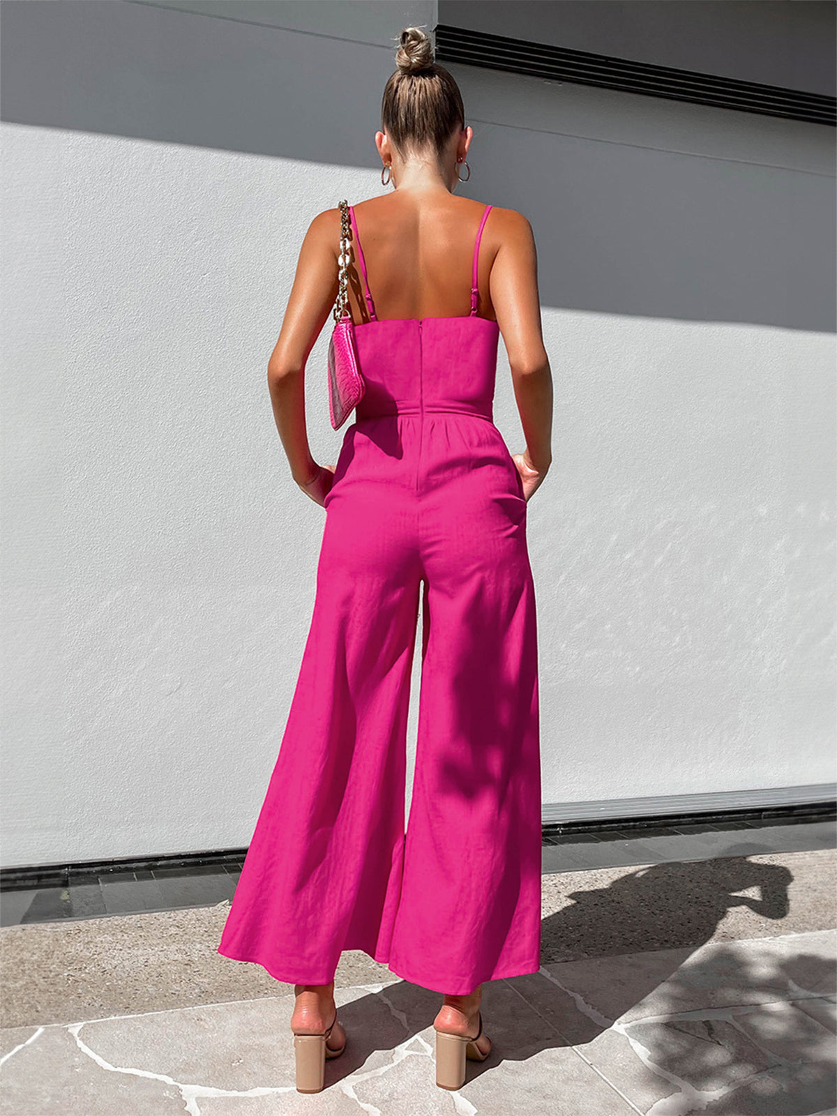 Twist Detail Cotton Jumpsuit — Sleeveless — Svelte Chic