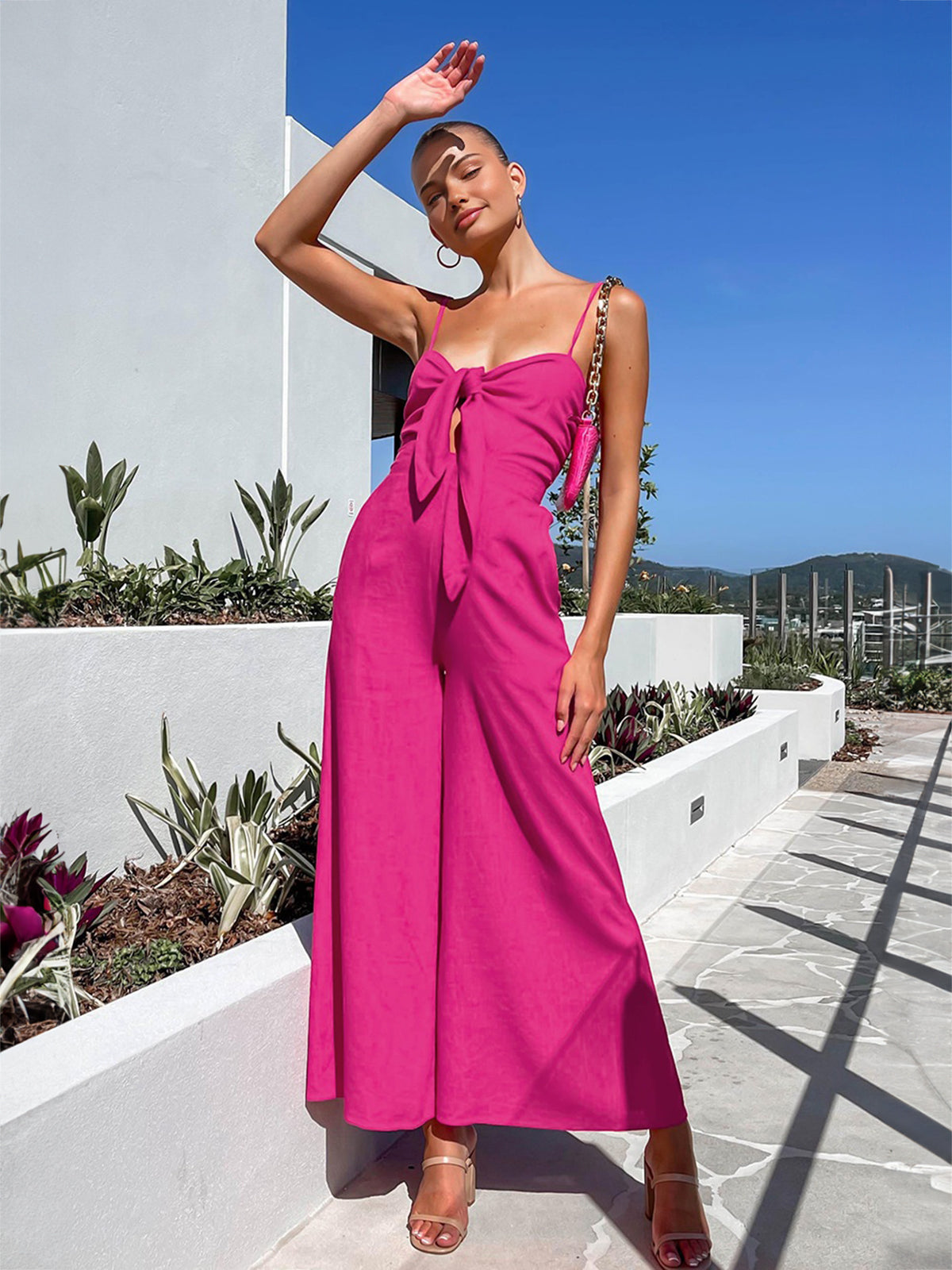 Twist Detail Cotton Jumpsuit — Sleeveless — Svelte Chic