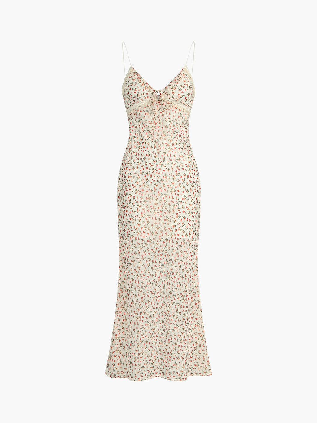 Boho Ditsy Floral Knotted Cami Maxi Dress — Orange in Orange — Svelte Chic