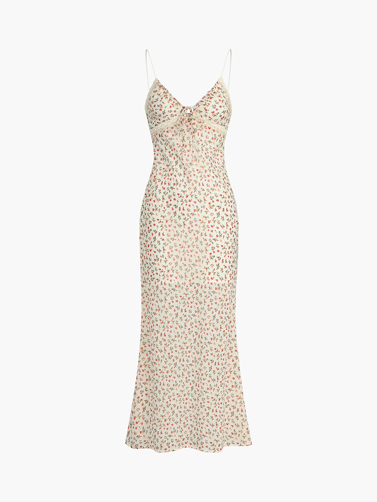 Boho Ditsy Floral Knotted Cami Maxi Dress — Orange in Orange — Svelte Chic