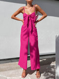 Twist Detail Cotton Jumpsuit — Sleeveless in Pink — Svelte Chic