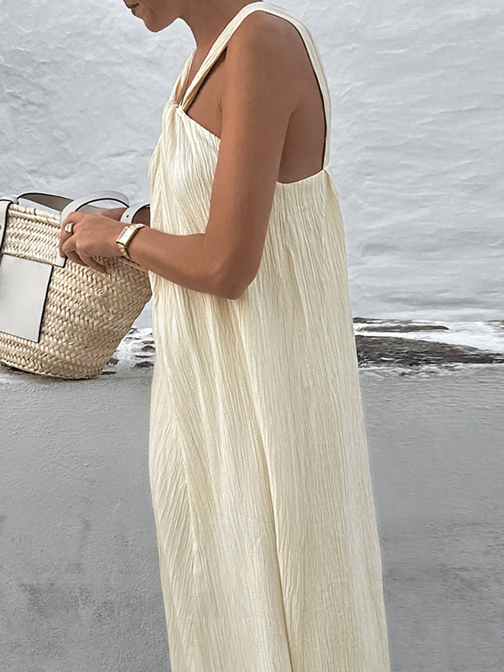Halter Neck Maxi Dress — Ecru — Svelte Chic