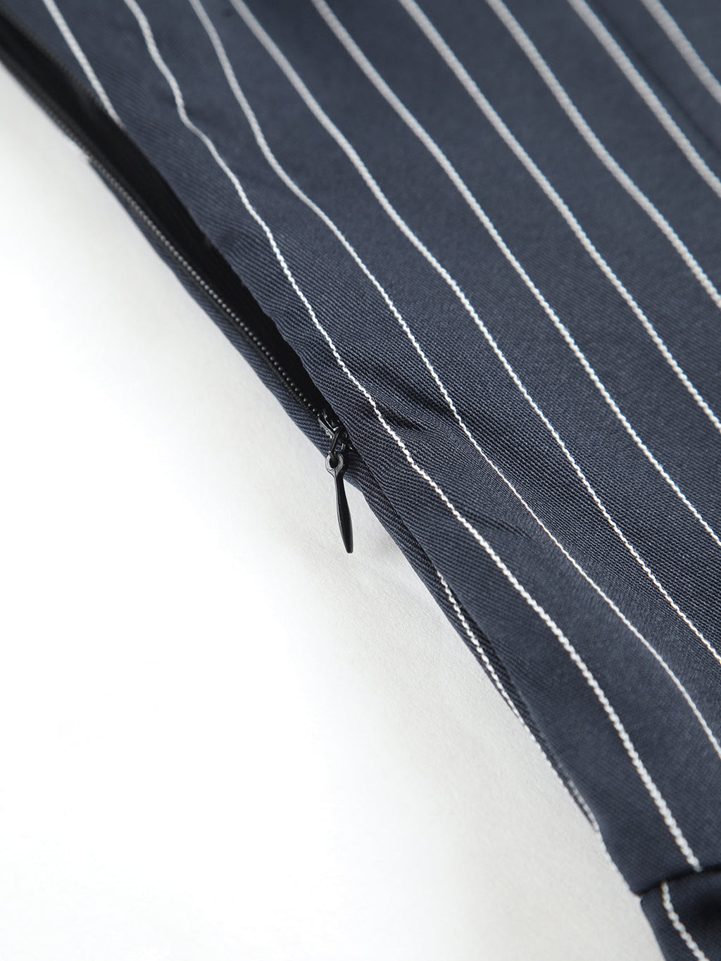 Pinstripe Shirred Mini Dress — Blue — Svelte Chic