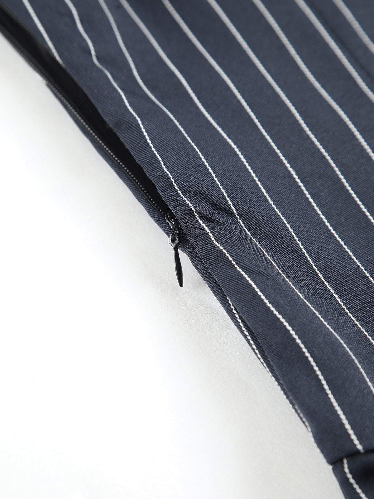 Pinstripe Shirred Mini Dress — Blue — Svelte Chic