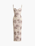 Vintage Floral Cami Maxi Dress — Khaki in Khaki — Svelte Chic