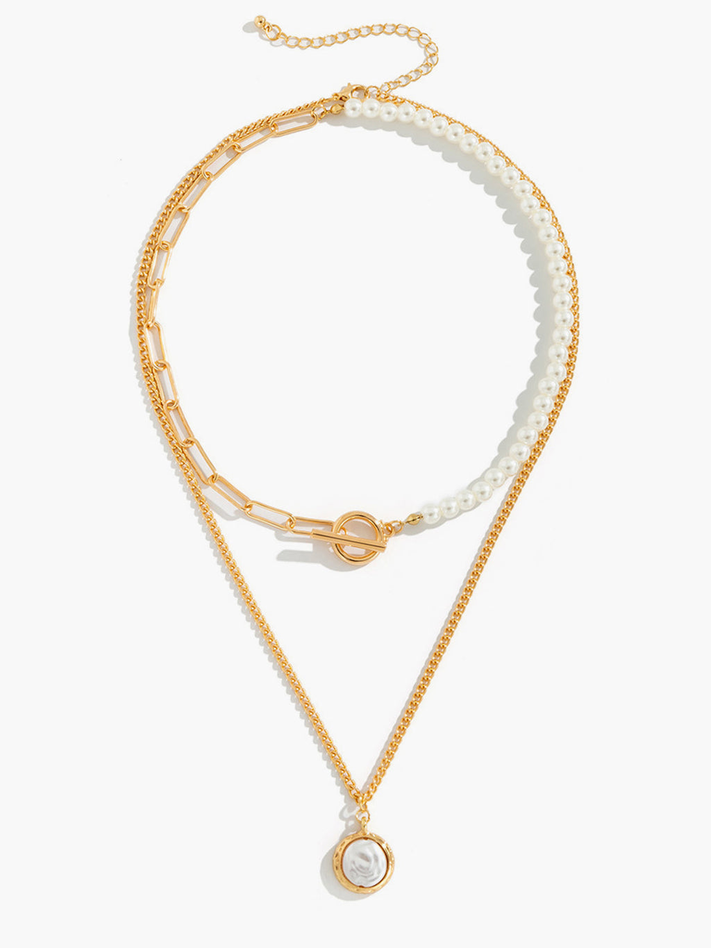 Pearl Disc Pendant Necklace — Gold — Svelte Chic
