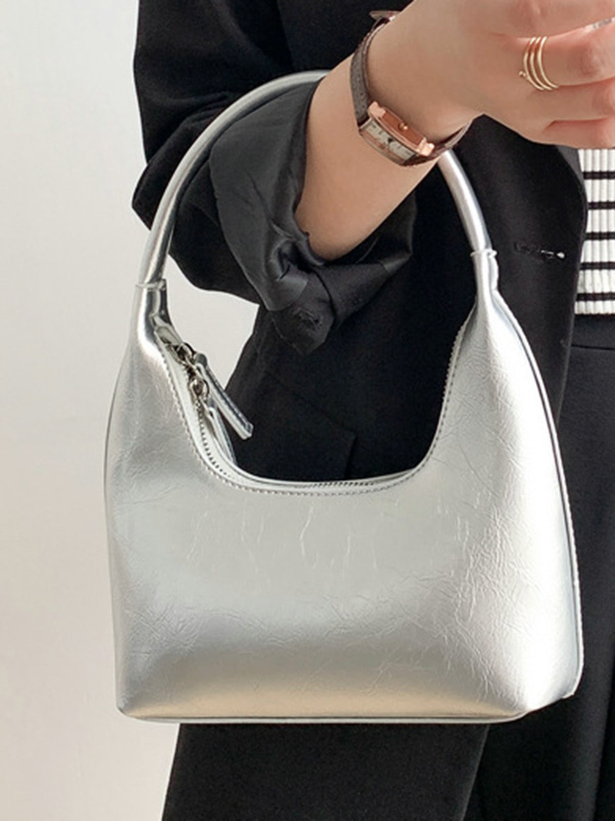 Mini Shoulder Bag — Silver — Svelte Chic