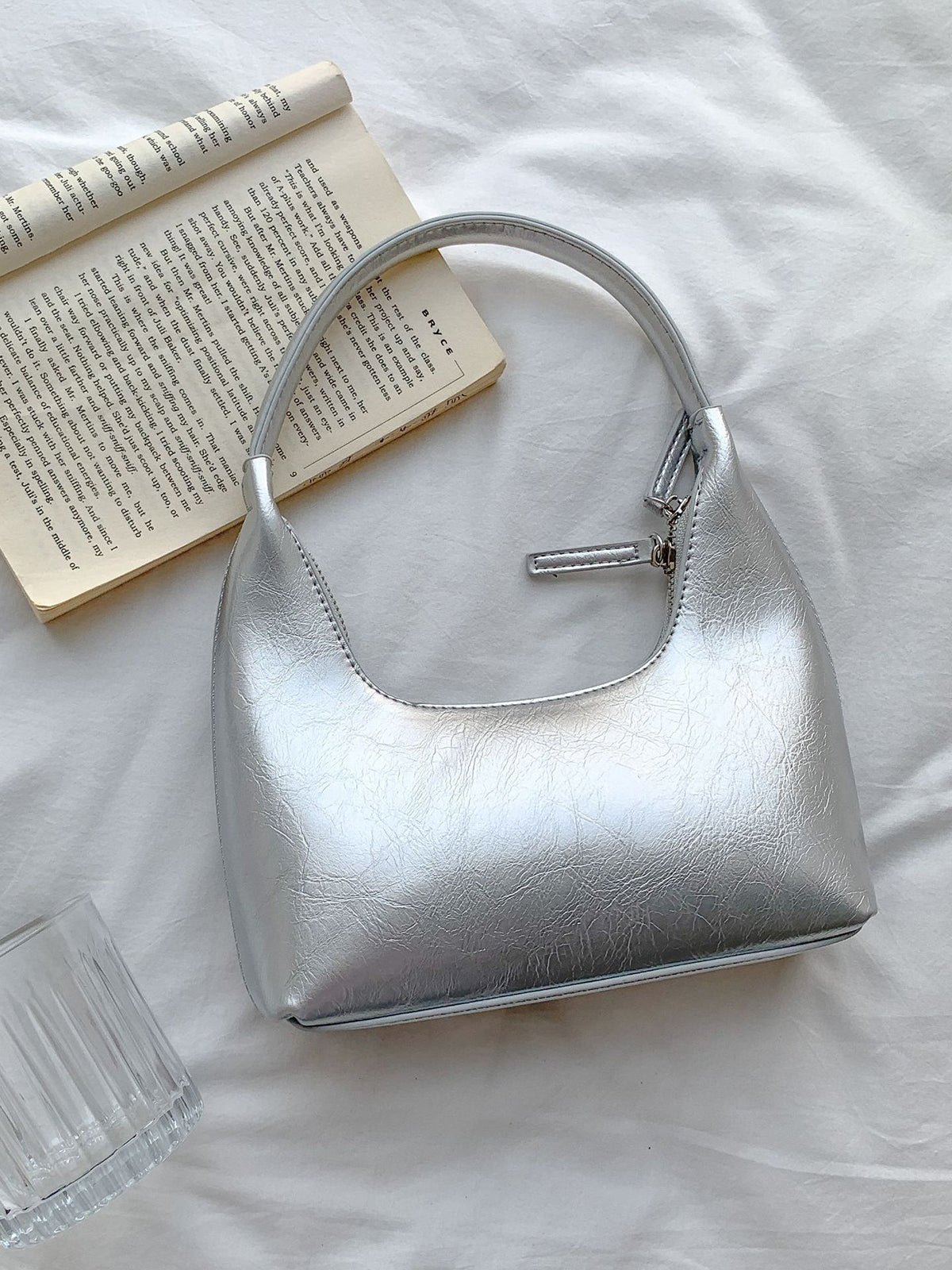 Mini Shoulder Bag — Silver in Silver — Svelte Chic