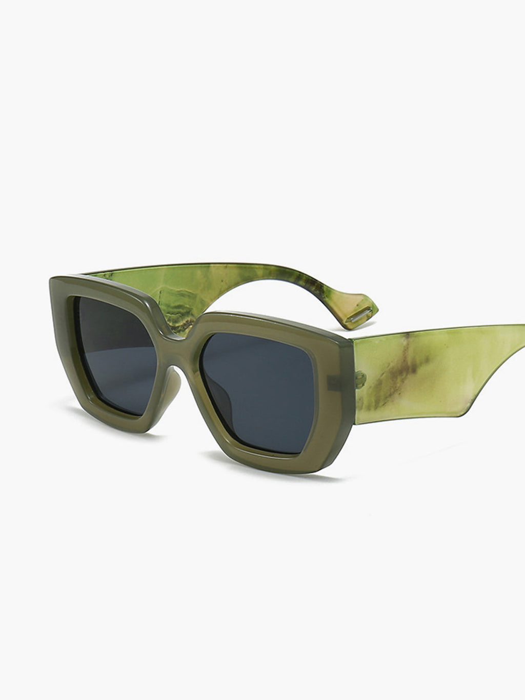 Marble Print Square Sunglasses — Green — Svelte Chic