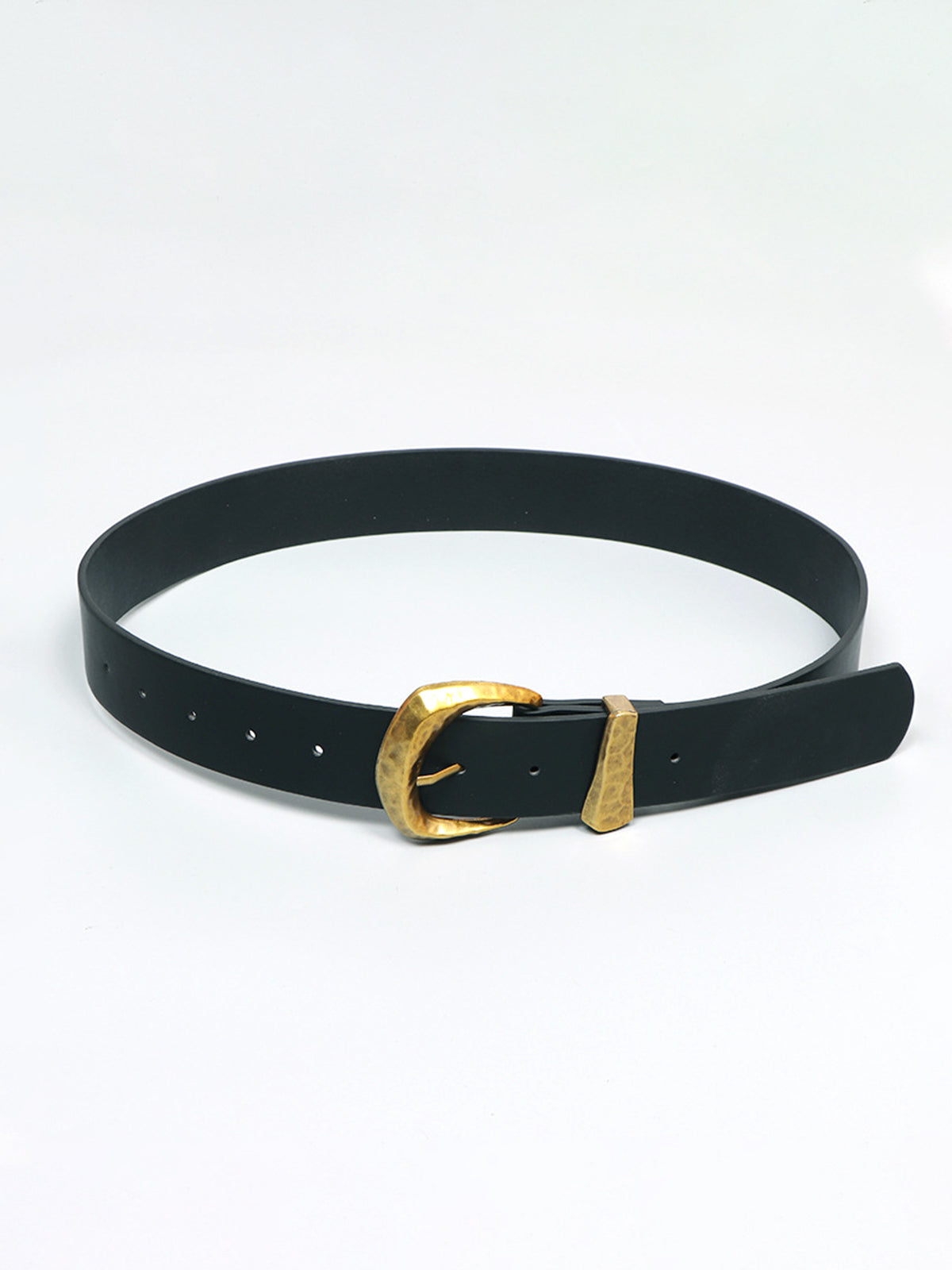 Gold Buckle Faux Leather Belt — Black — Svelte Chic