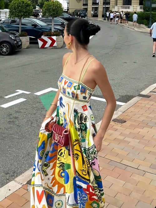 All-Over Print Cami Midi Dress — Multicolour in Multicolor — Svelte Chic