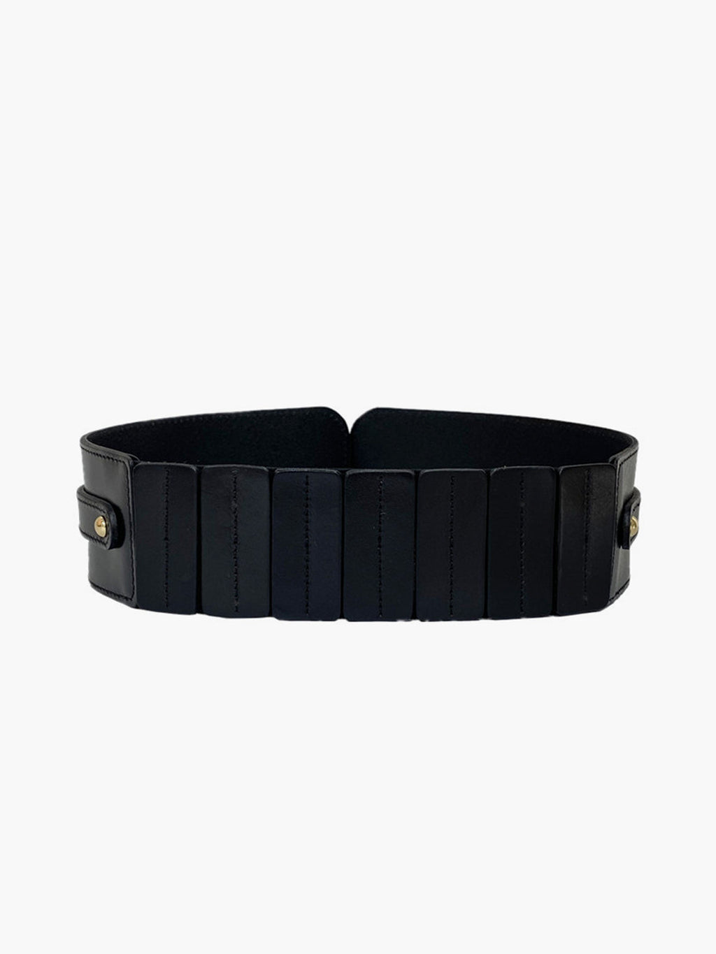 Wide Gold Buckle Belt — Black — Svelte Chic