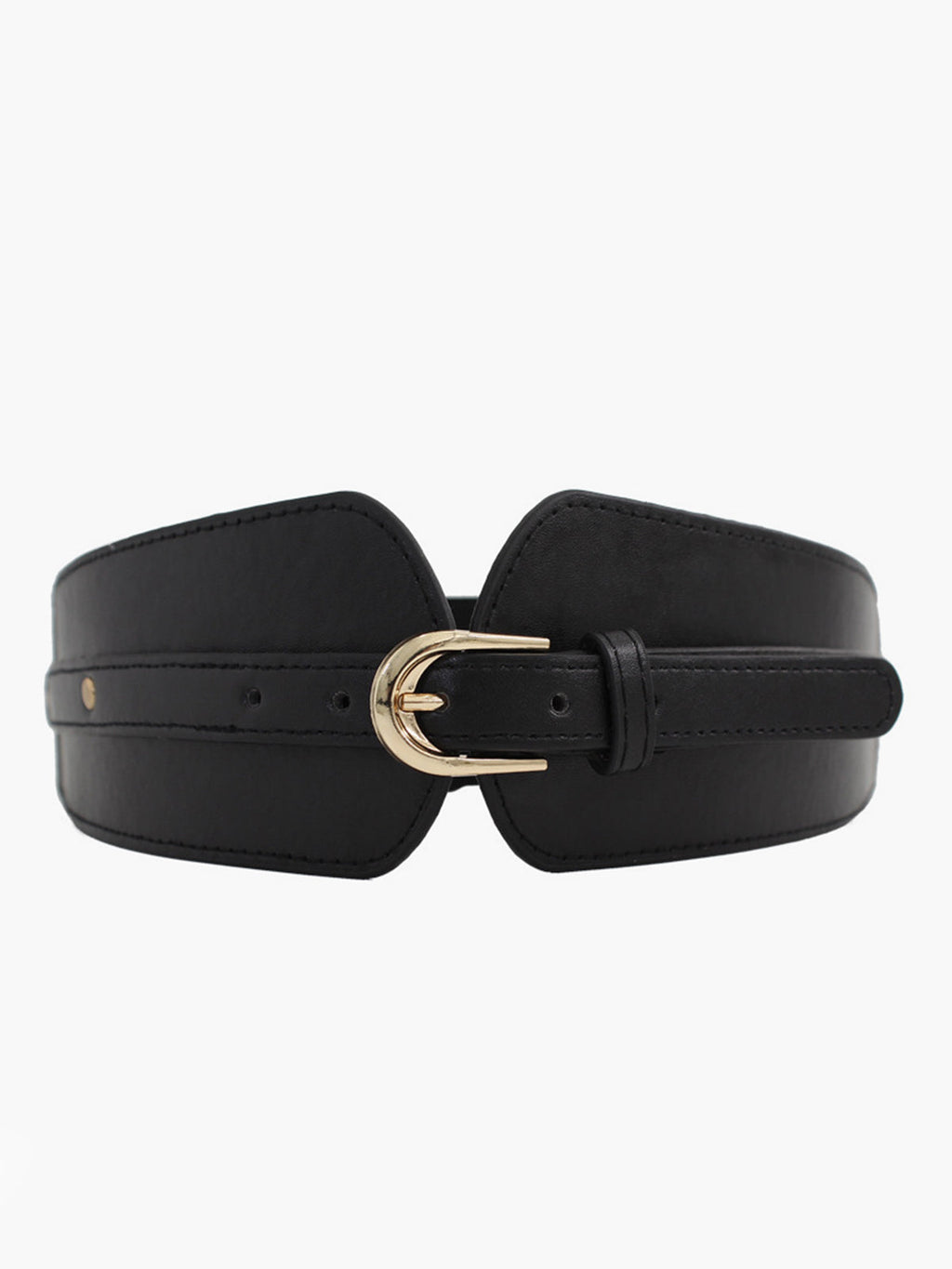 Wide Gold Buckle Belt — Black in Black — Svelte Chic