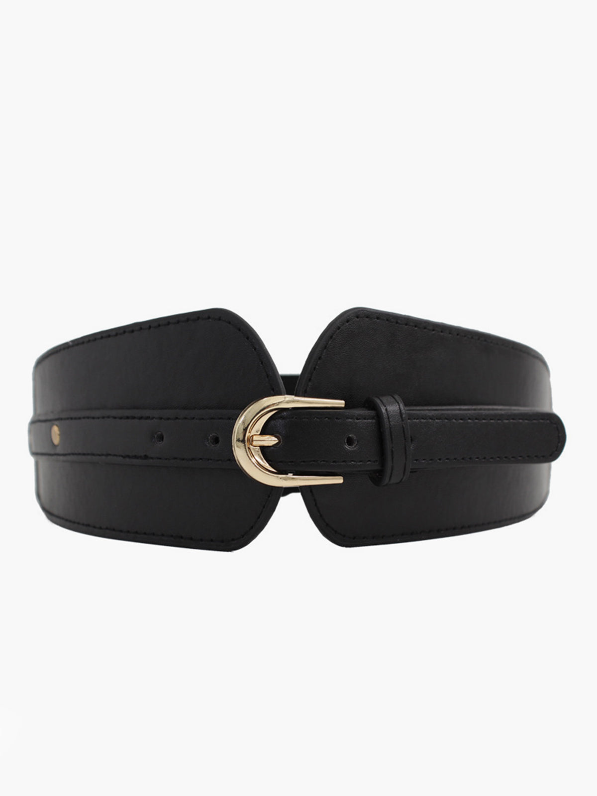 Wide Gold Buckle Belt — Black in Black — Svelte Chic
