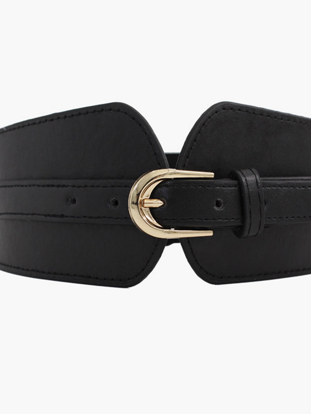 Wide Gold Buckle Belt — Black — Svelte Chic