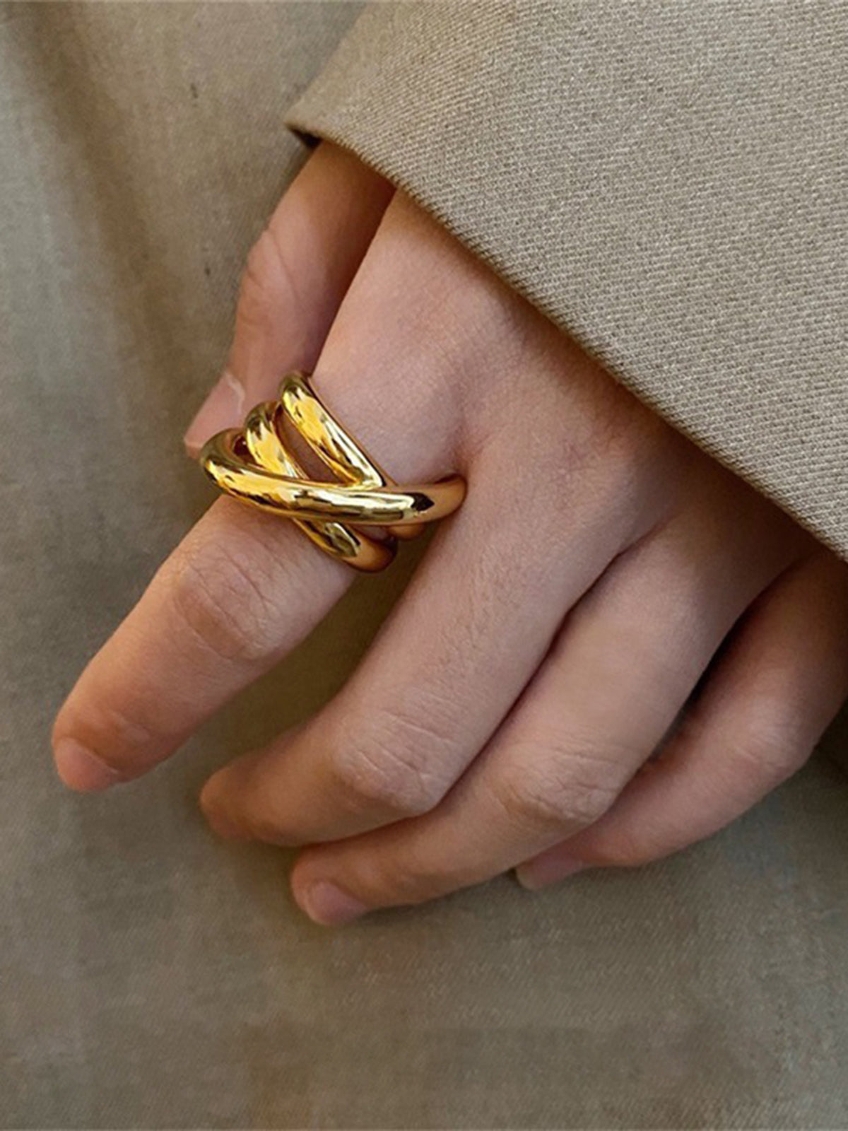 Classic Multilayer Ring — Gold Plated Titanium Steel in Gold — Svelte Chic